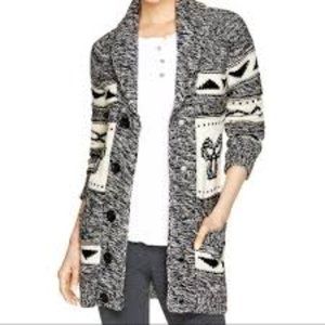 Aritzia TNA cardigan Sweater  grey white  buttons 100% Lamb wool 5 Buttons Small